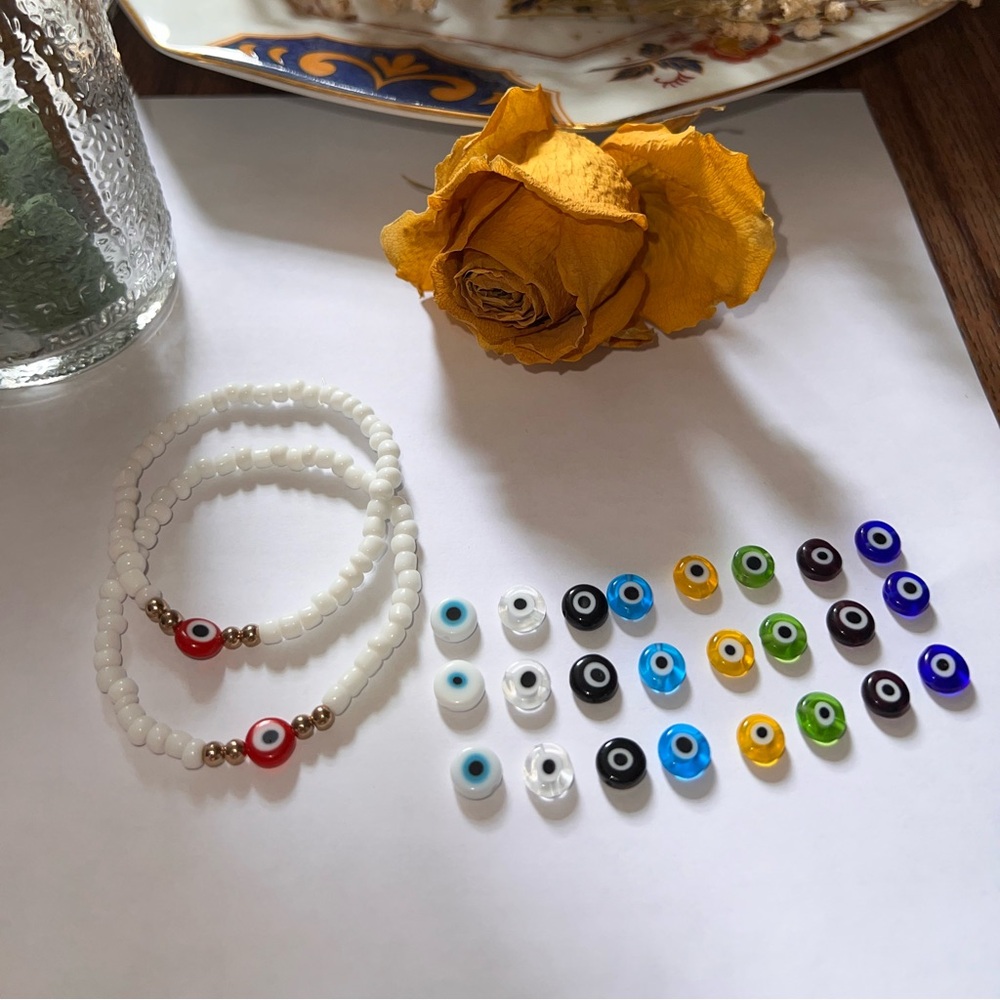 Beaded Evil Eye Bracelet, Custom Made, Super Cute, Choose your Evil Eye Color